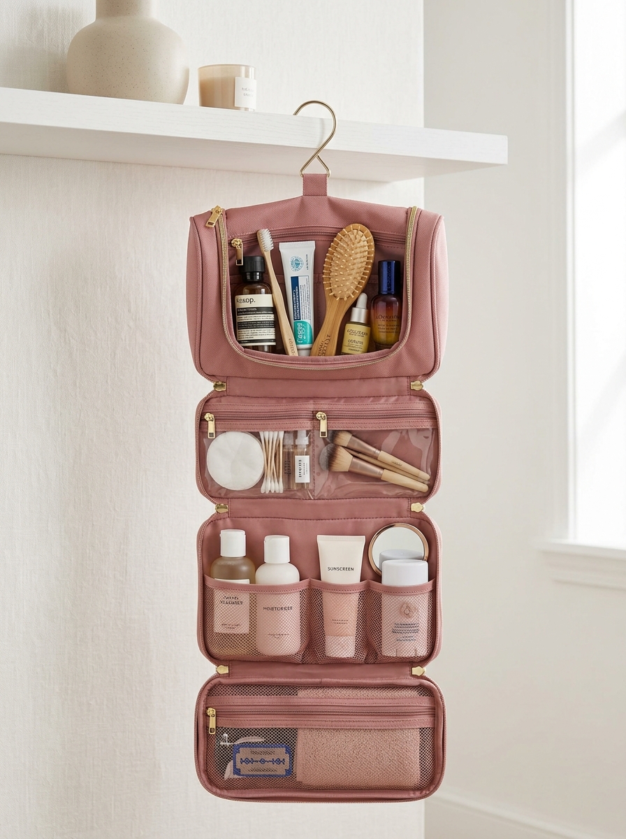 Necessaire de Viagem Dobrável com Gancho